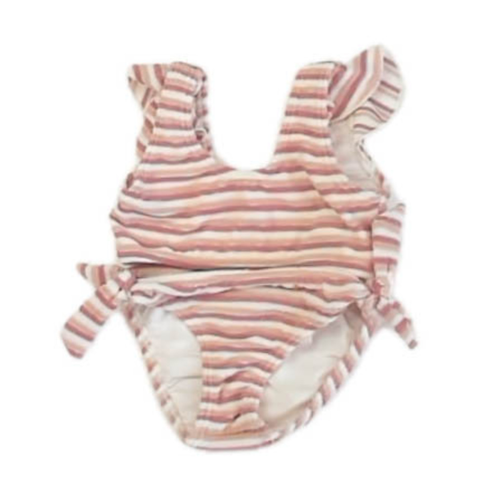 Rylee + Cru Girls Pink Stripe 2-piece Swimsuit size: 4-5T